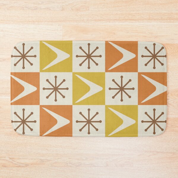 Item preview, Atomic Age Checkered Boomerangs Yellow Orange designed and sold by thepixelgarden.