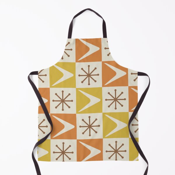 Item preview, Atomic Age Checkered Boomerangs Yellow Orange designed and sold by thepixelgarden.