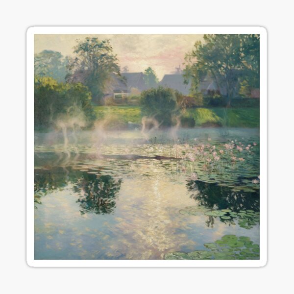 Item preview, Tranquil Dawn Pond  Pastel Lilies & Ethereal Reflections designed and sold by tarek1990.