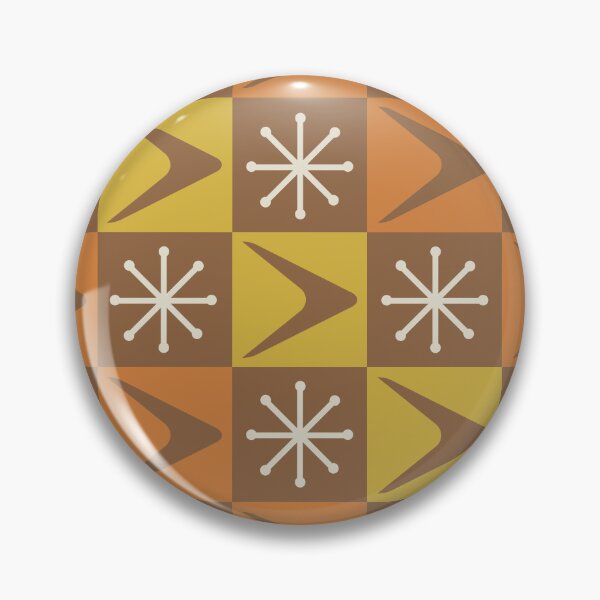 Aperçu de l'œuvre Boomerangs à carreaux Atomic Age Marron Orange créée et vendue par thepixelgarden.