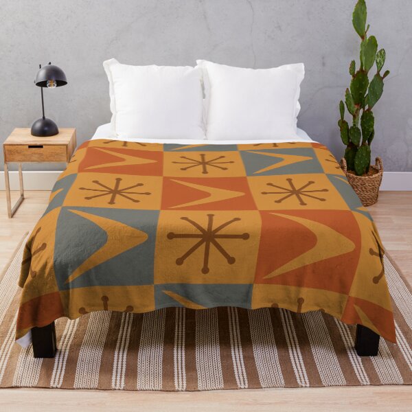 Item preview, Atomic Age Checkered Boomerangs Burnt Orange designed and sold by thepixelgarden.