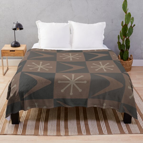Item preview, Atomic Age Checkered Boomerangs Earth Tones Dark designed and sold by thepixelgarden.