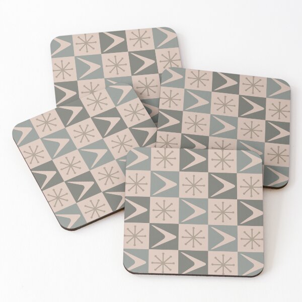 Item preview, Atomic Age Checkered Boomerangs Earth Tones Light designed and sold by thepixelgarden.