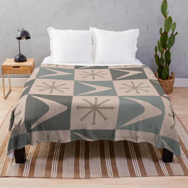 Item preview, Atomic Age Checkered Boomerangs Earth Tones Light designed and sold by thepixelgarden.