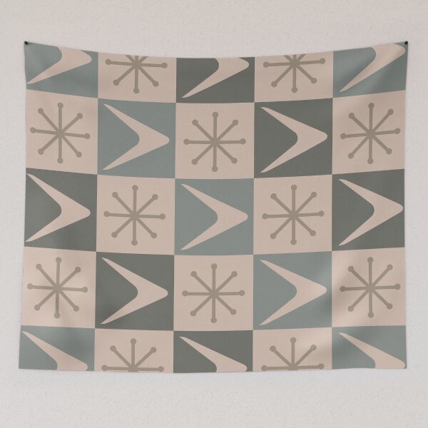 Item preview, Atomic Age Checkered Boomerangs Earth Tones Light designed and sold by thepixelgarden.