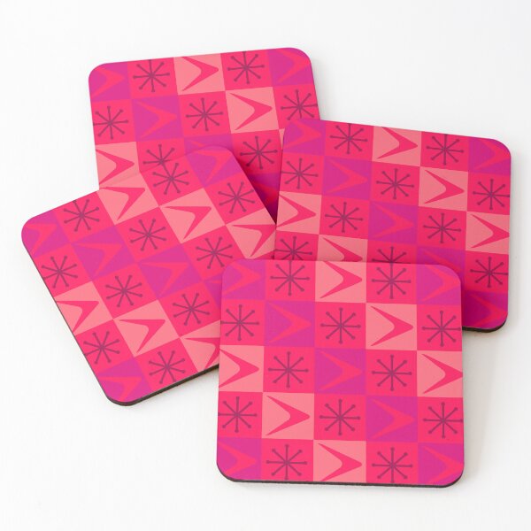 Item preview, Atomic Age Checkered Boomerangs Magenta designed and sold by thepixelgarden.