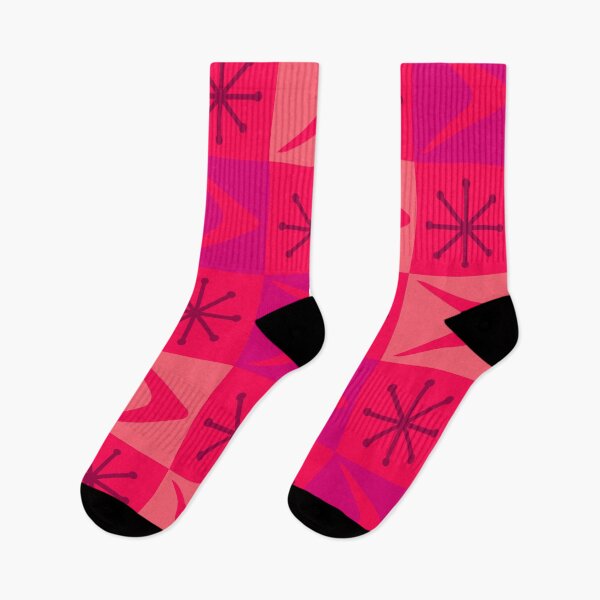 Item preview, Atomic Age Checkered Boomerangs Magenta designed and sold by thepixelgarden.