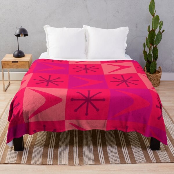Item preview, Atomic Age Checkered Boomerangs Magenta designed and sold by thepixelgarden.