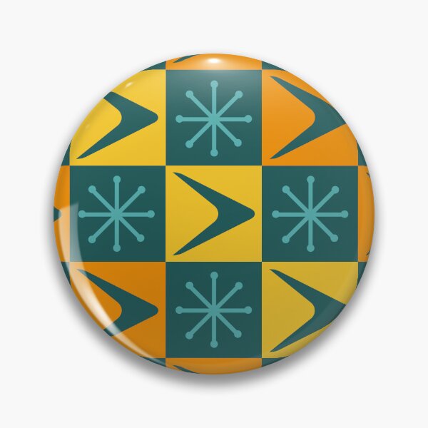 Aperçu de l'œuvre Boomerangs à carreaux Atomic Age bleu sarcelle multicolore créée et vendue par thepixelgarden.