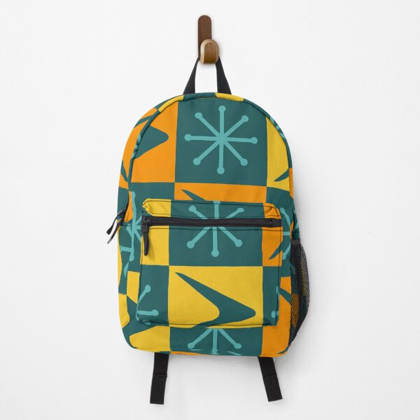 Item preview, Atomic Age Checkered Boomerangs Teal Multicolored designed and sold by thepixelgarden.