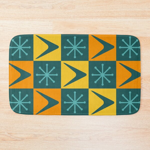 Item preview, Atomic Age Checkered Boomerangs Teal Multicolored designed and sold by thepixelgarden.