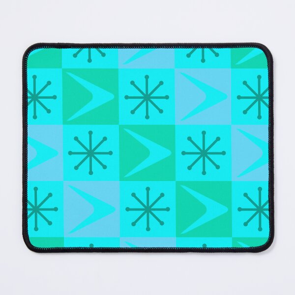 Item preview, Atomic Age Checkered Boomerangs Turquoise designed and sold by thepixelgarden.