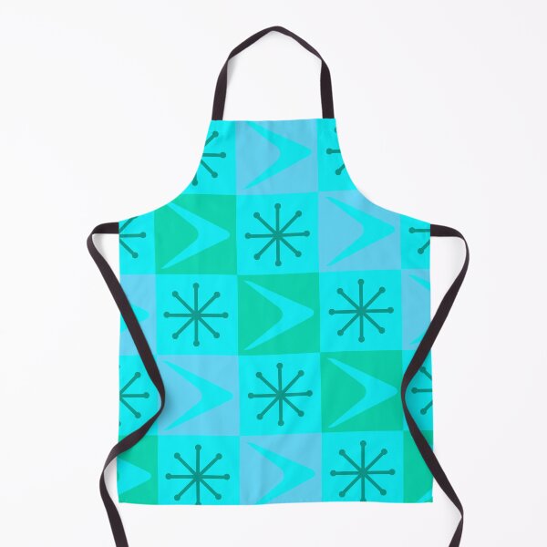 Item preview, Atomic Age Checkered Boomerangs Turquoise designed and sold by thepixelgarden.