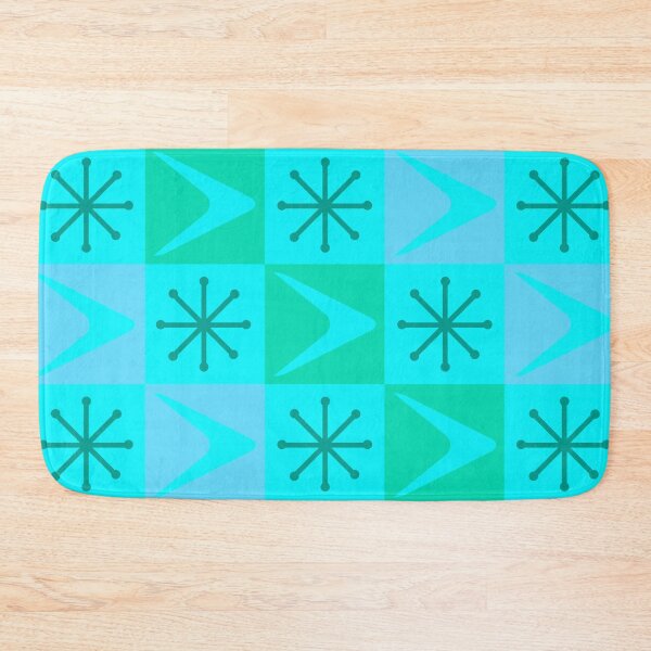 Item preview, Atomic Age Checkered Boomerangs Turquoise designed and sold by thepixelgarden.