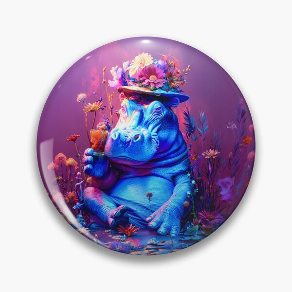 Item preview, Lakeside Lounging - Hippo's Floral Escape designed and sold by ACAFUCA.