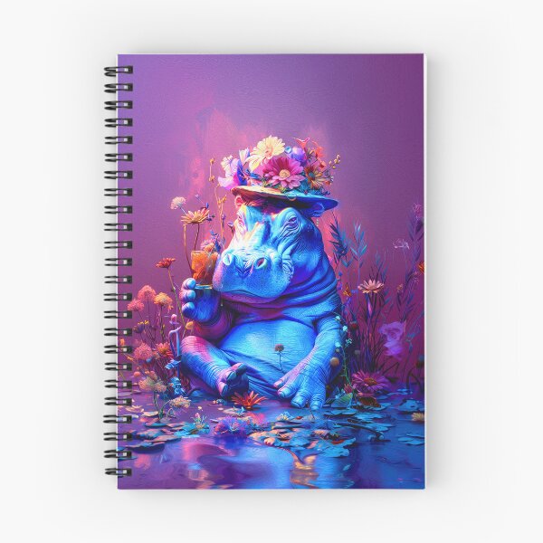 Item preview, Lakeside Lounging - Hippo's Floral Escape designed and sold by ACAFUCA.