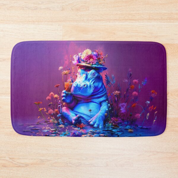 Item preview, Lakeside Lounging - Hippo's Floral Escape designed and sold by ACAFUCA.