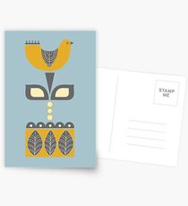 Retro Scandinavian Bird Design Postcards