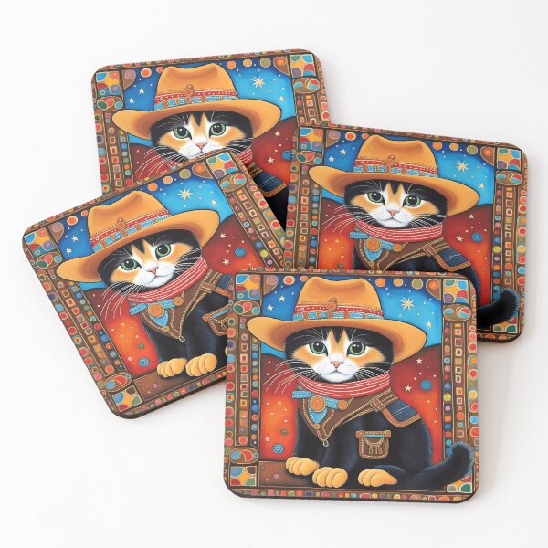 Item preview, Folk Art Kitten as a cowboy designed and sold by Colin Bentham.