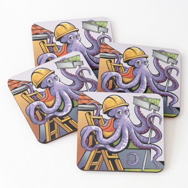 Item preview, Funny Octopus on Ladder Cleaning Gutters designed and sold by Nature's Fancy.