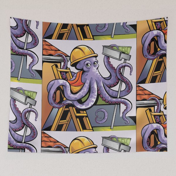 Item preview, Funny Octopus on Ladder Cleaning Gutters designed and sold by Nature's Fancy.