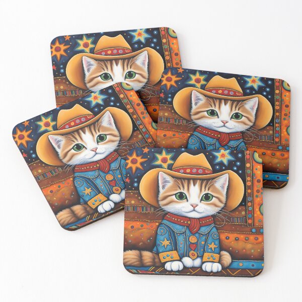 Item preview, Folk Art Kitten as a cowboy designed and sold by Colin Bentham.
