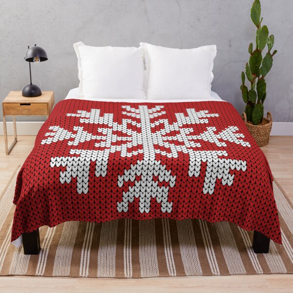 Item preview, Retro Christmas snowflake red knit designed and sold by Dana Du.