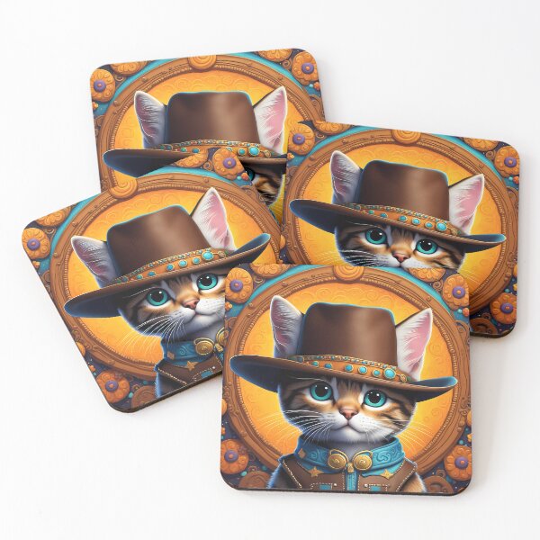 Item preview, Folk Art Kitten as a cowboy designed and sold by Colin Bentham.