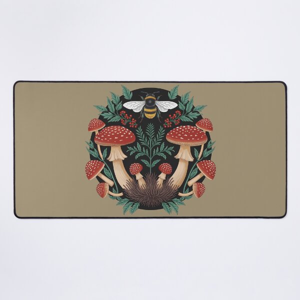 Item preview, Bee and red amanita mushrooms - cottagecore and goblincore aesthetic goblin girl forest core theme botanical illustration nature  designed and sold by Fantasy Cache.