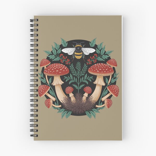 Item preview, Bee and red amanita mushrooms - cottagecore and goblincore aesthetic goblin girl forest core theme botanical illustration nature  designed and sold by Fantasy Cache.