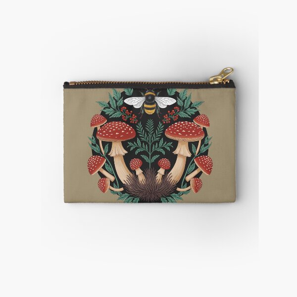 Item preview, Bee and red amanita mushrooms - cottagecore and goblincore aesthetic goblin girl forest core theme botanical illustration nature  designed and sold by Fantasy Cache.