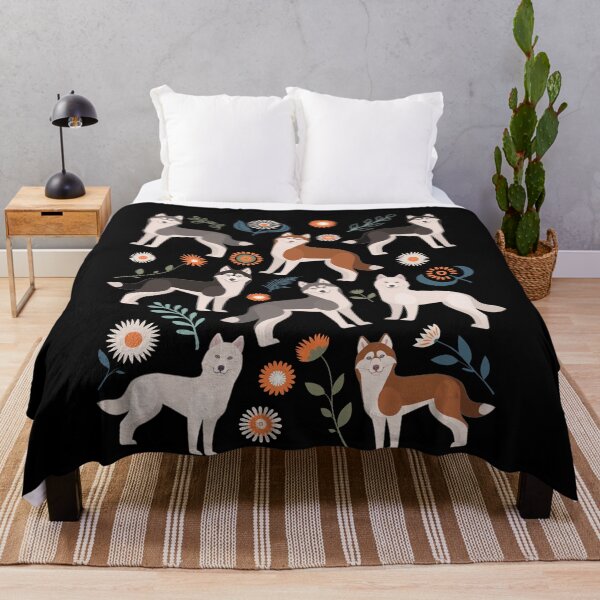 Item preview, Siberian Husky Dog Flowers designed and sold by Clara Hollins.