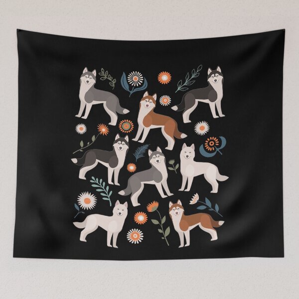 Item preview, Siberian Husky Dog Flowers designed and sold by Clara Hollins.