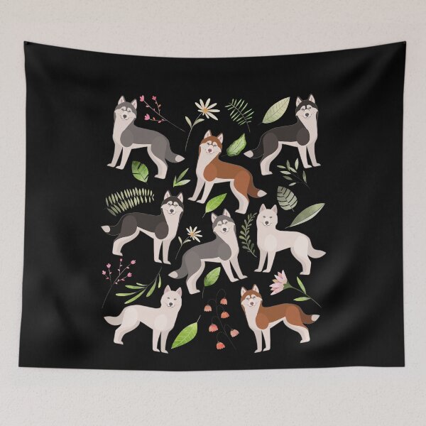 Item preview, Siberian Husky Dog Flowers designed and sold by Clara Hollins.