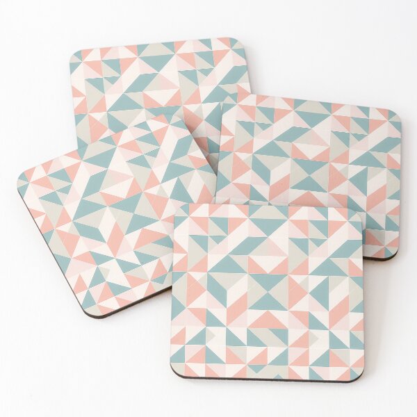 Item preview, A repeating geometric pattern design composed of triangles in various shades of pink, teal, and gray. designed and sold by HEMRO.