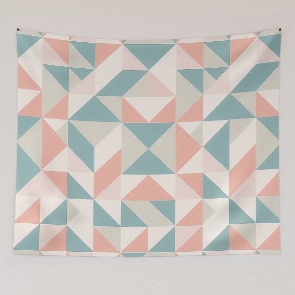 Item preview, A repeating geometric pattern design composed of triangles in various shades of pink, teal, and gray. designed and sold by HEMRO.