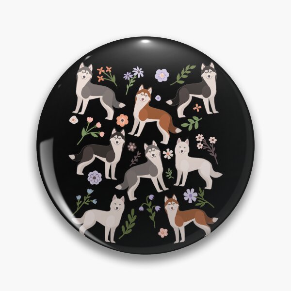 Item preview, Siberian Husky Dog Flowers designed and sold by Clara Hollins.