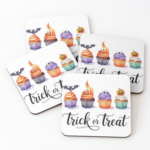 Item preview, Trick or Treat Halloween Cupcake Watercolor Illustration designed and sold by GemBob Creations.