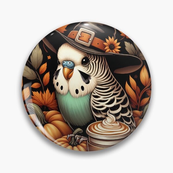 Item preview, Witch Budgie Parakeet Pumpkin Spice Latte Lovers Budgerigar cockatiel Autumn Gift designed and sold by JUSTBEELEGANT.