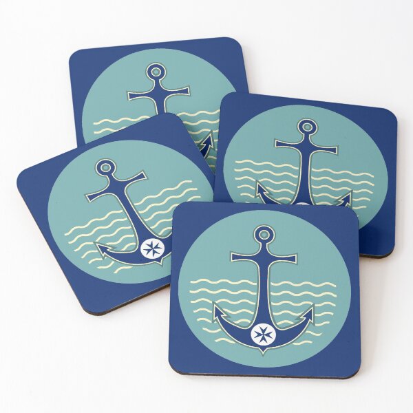 Item preview, ANCHOR BLUE CORSAIR STYLE ,SEA WAVES IN NAVY BLUE Nautical Collection designed and sold by BulganLumini.