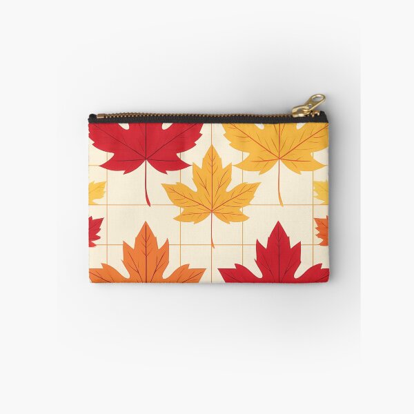 Item preview, A checkerboard pattern design with maple leaves in rich autumnal colors like red, orange, yellow. designed and sold by HEMRO.