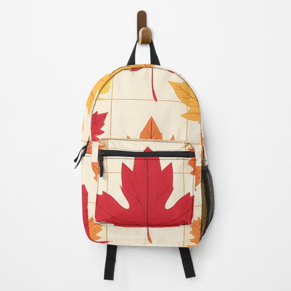 Item preview, A checkerboard pattern design with maple leaves in rich autumnal colors like red, orange, yellow. designed and sold by HEMRO.