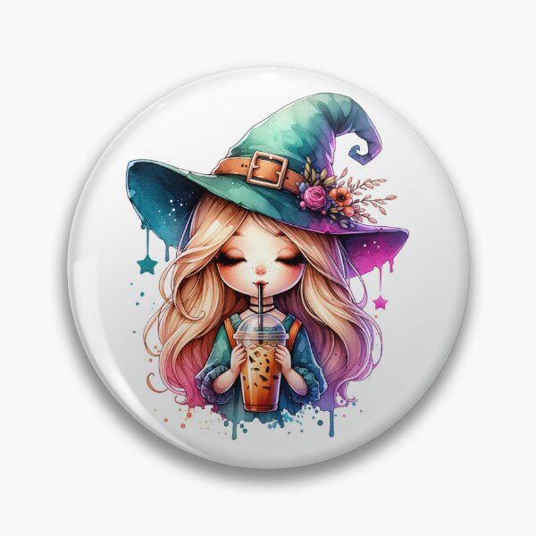 Item preview, Cute Witch drinking Coffee designed and sold by J Michelle Designs.