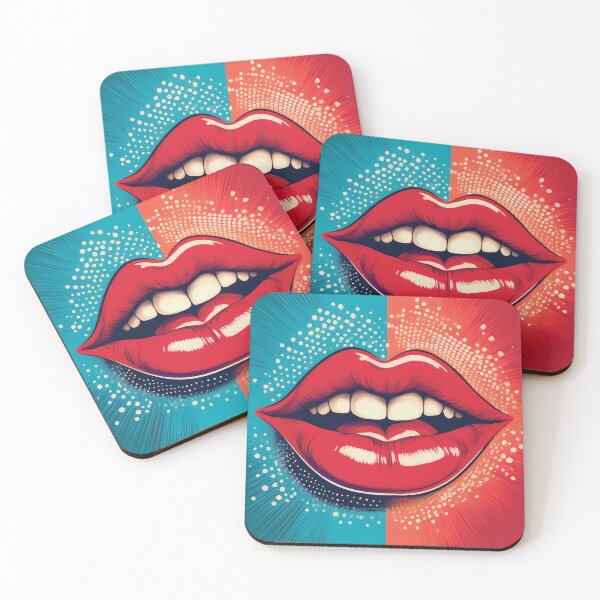 Item preview,  A vibrant pop art-inspired design with exaggerated, smiling red lips. designed and sold by HEMRO.