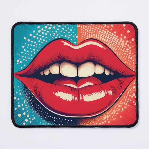 Item preview,  A vibrant pop art-inspired design with exaggerated, smiling red lips. designed and sold by HEMRO.