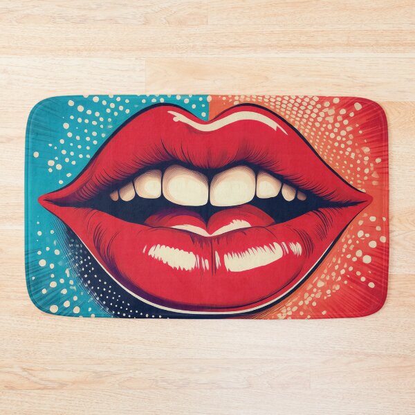 Item preview,  A vibrant pop art-inspired design with exaggerated, smiling red lips. designed and sold by HEMRO.