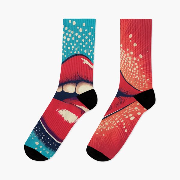 Item preview,  A vibrant pop art-inspired design with exaggerated, smiling red lips. designed and sold by HEMRO.