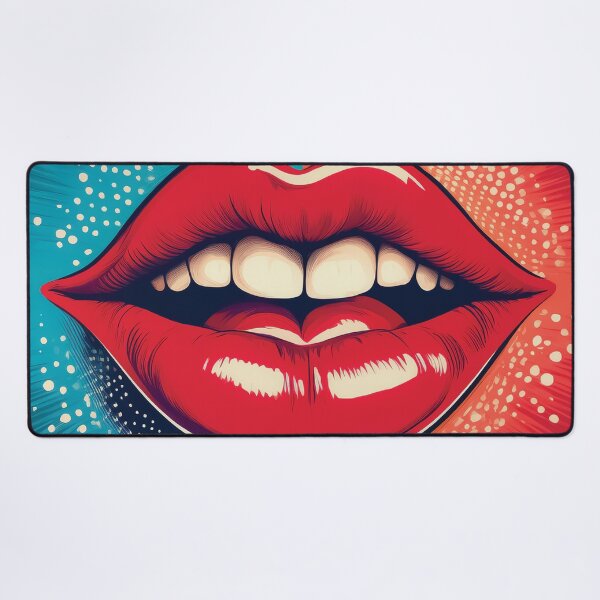 Item preview,  A vibrant pop art-inspired design with exaggerated, smiling red lips. designed and sold by HEMRO.
