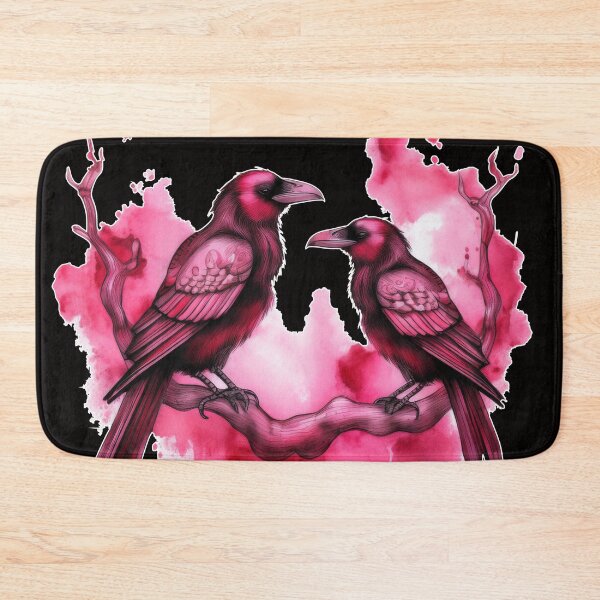 Item preview, Two crows sitting on a dead tree, dark watercolor composition/magenta. designed and sold by My-fake-places.