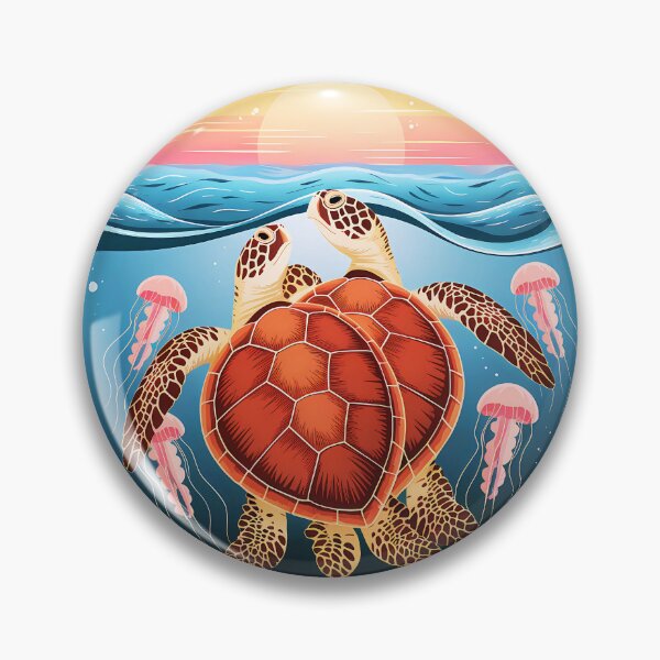 Item preview, Romantic Sea Turtles Mating At Sunset Ocean Scene designed and sold by elynne9.